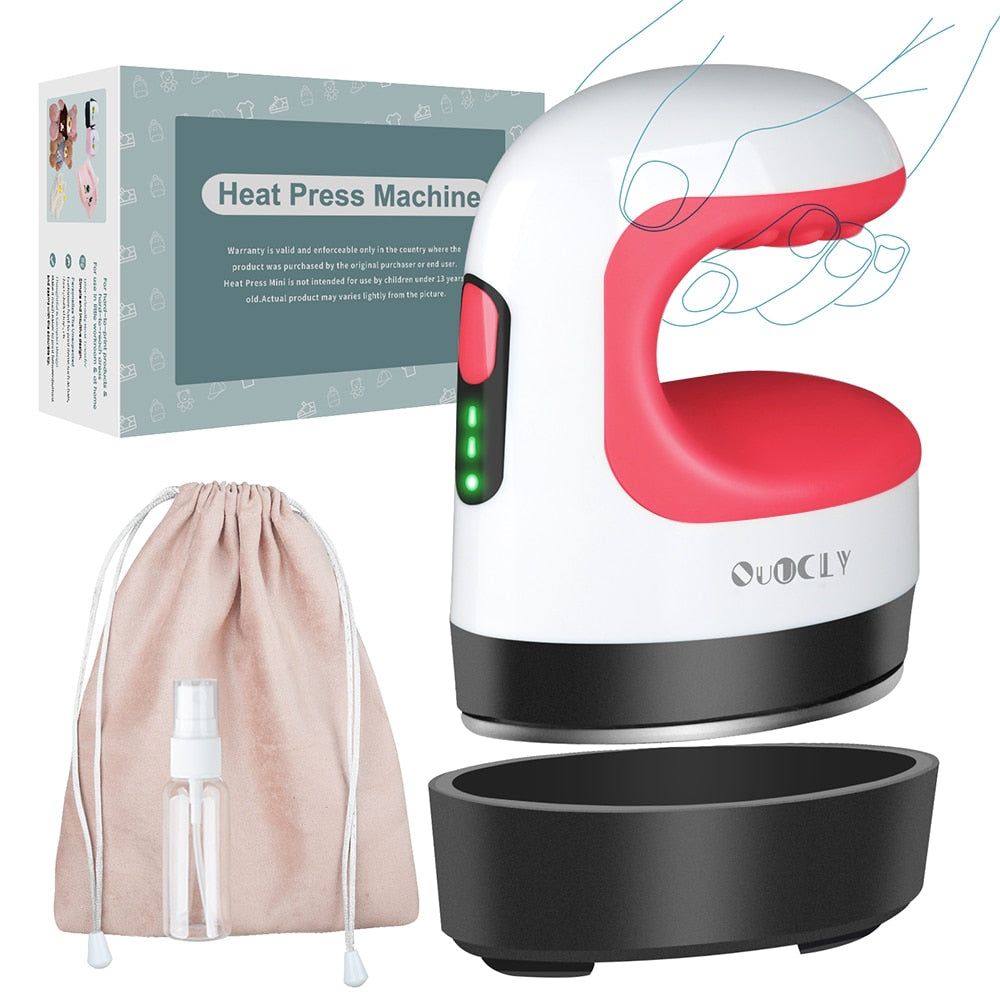QuuCLY Mini Heat Press Machine, Mini Irons for appliques,Portable Heat Press Easy for T-Shirts, Shoes, Hats and Small HTV Vinyl