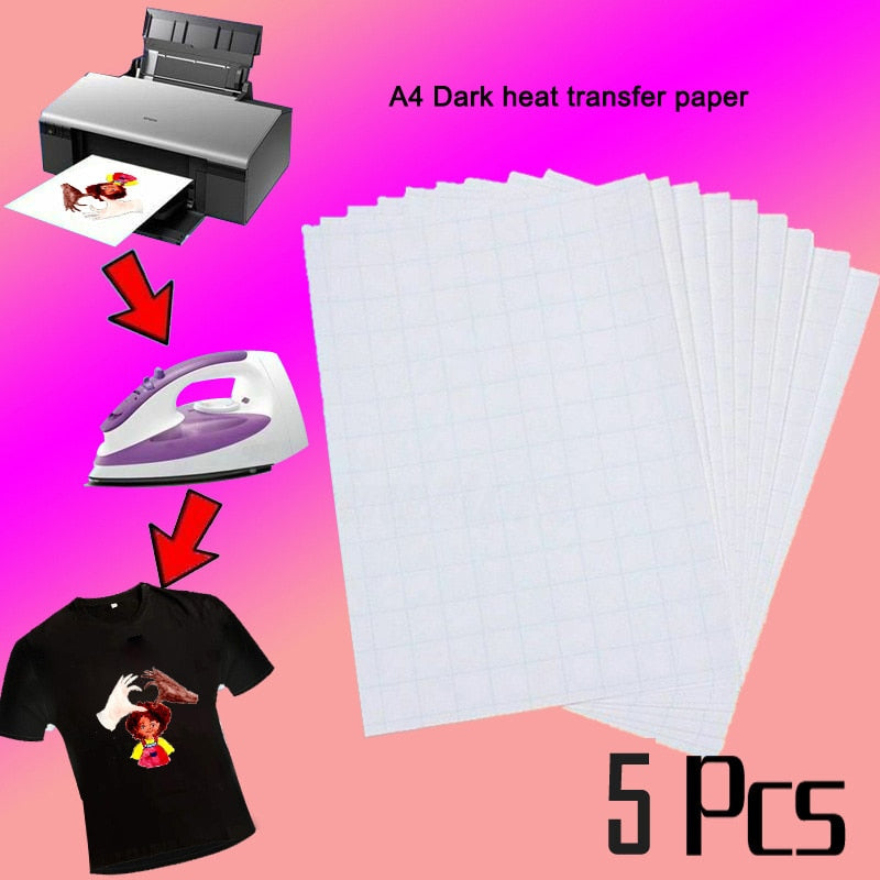 A4 light Dark Cotton Cloth DIY Iron Heat Press Print Paper T-shirt Inkjet Sublimation Printing Paper Thermal Transfer Paper