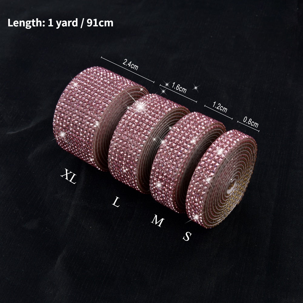 Self Adhesive Crystal Rhinestone Sticker Diamond Ribbon DIY Sticker Rhinestones Arts Crafts Car Phone Decoration Dropshipping