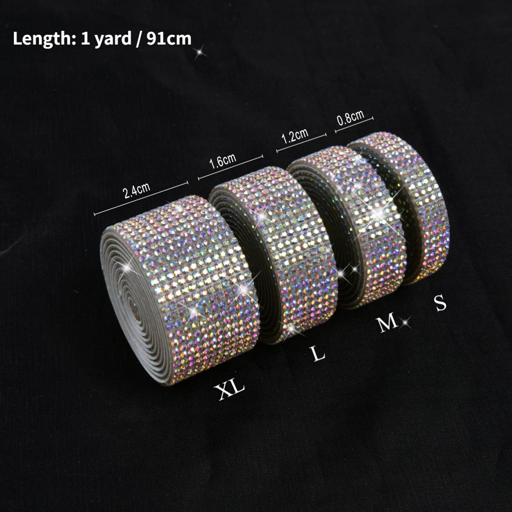 Self Adhesive Crystal Rhinestone Sticker Diamond Ribbon DIY Sticker Rhinestones Arts Crafts Car Phone Decoration Dropshipping