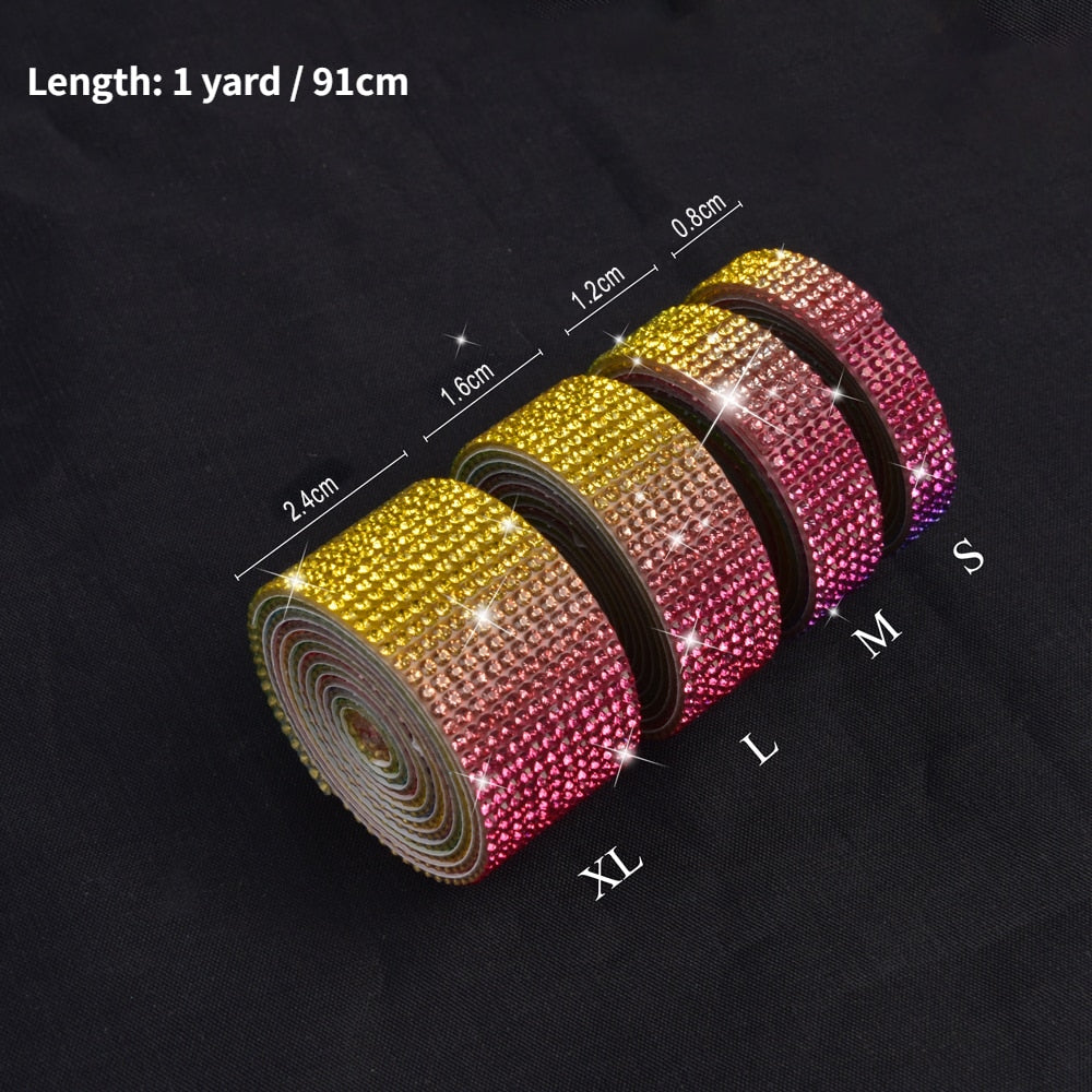 Self Adhesive Crystal Rhinestone Sticker Diamond Ribbon DIY Sticker Rhinestones Arts Crafts Car Phone Decoration Dropshipping