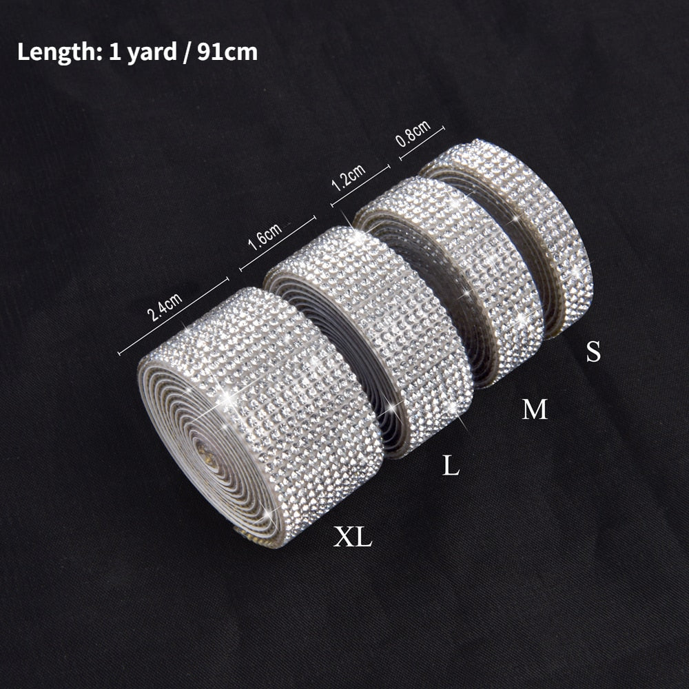 Self Adhesive Crystal Rhinestone Sticker Diamond Ribbon DIY Sticker Rhinestones Arts Crafts Car Phone Decoration Dropshipping