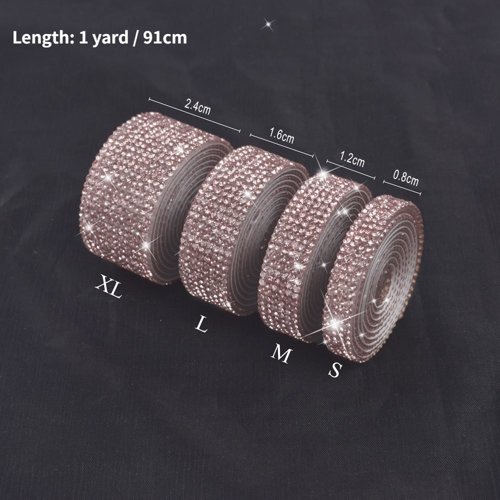 Self Adhesive Crystal Rhinestone Sticker Diamond Ribbon DIY Sticker Rhinestones Arts Crafts Car Phone Decoration Dropshipping