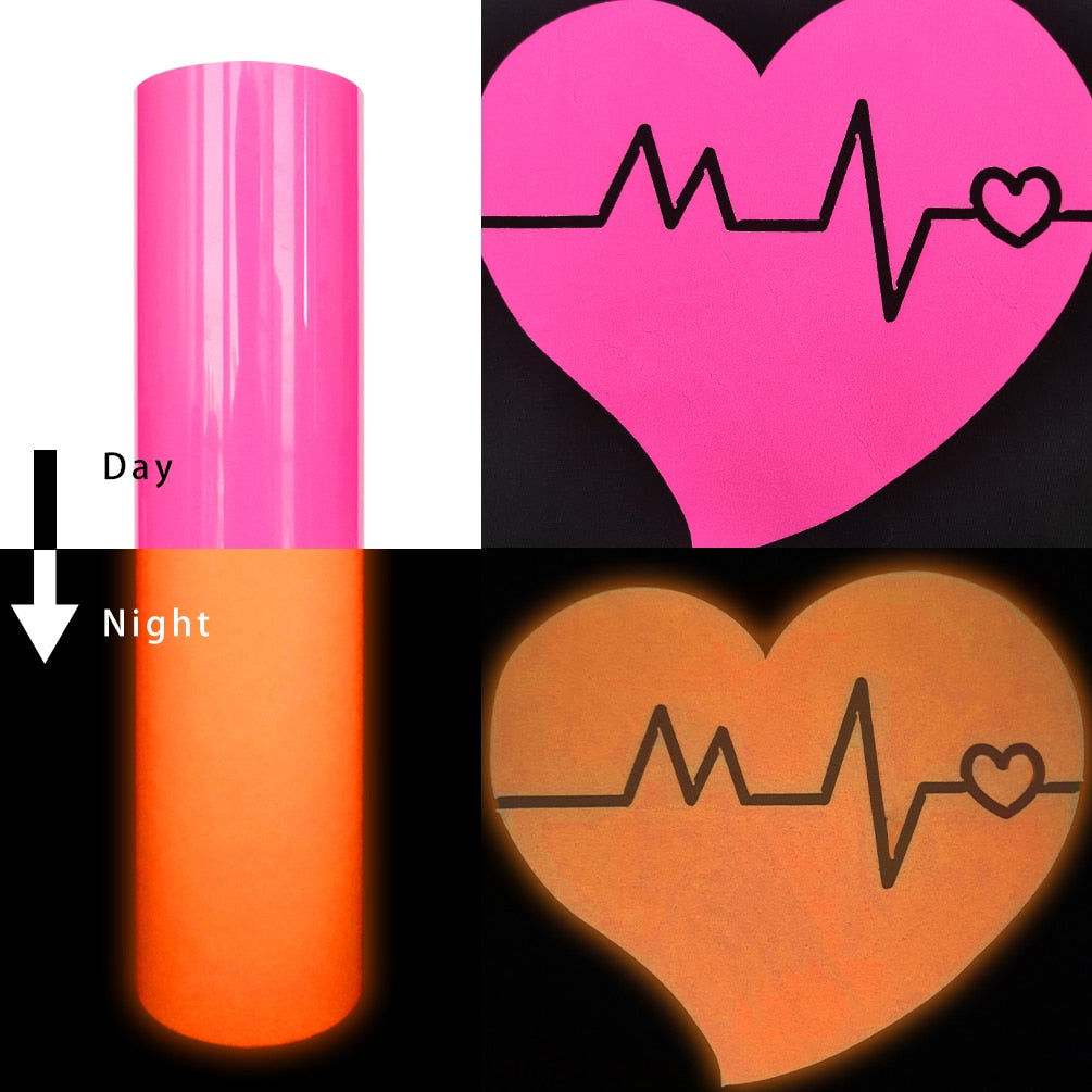 3D Puff HTV Heat Transfer Vinyl Film Glow in The Dark Luminous Iron on Tshirt Clothing For Cricut Cameo 4 Assorted Colors Sheet
