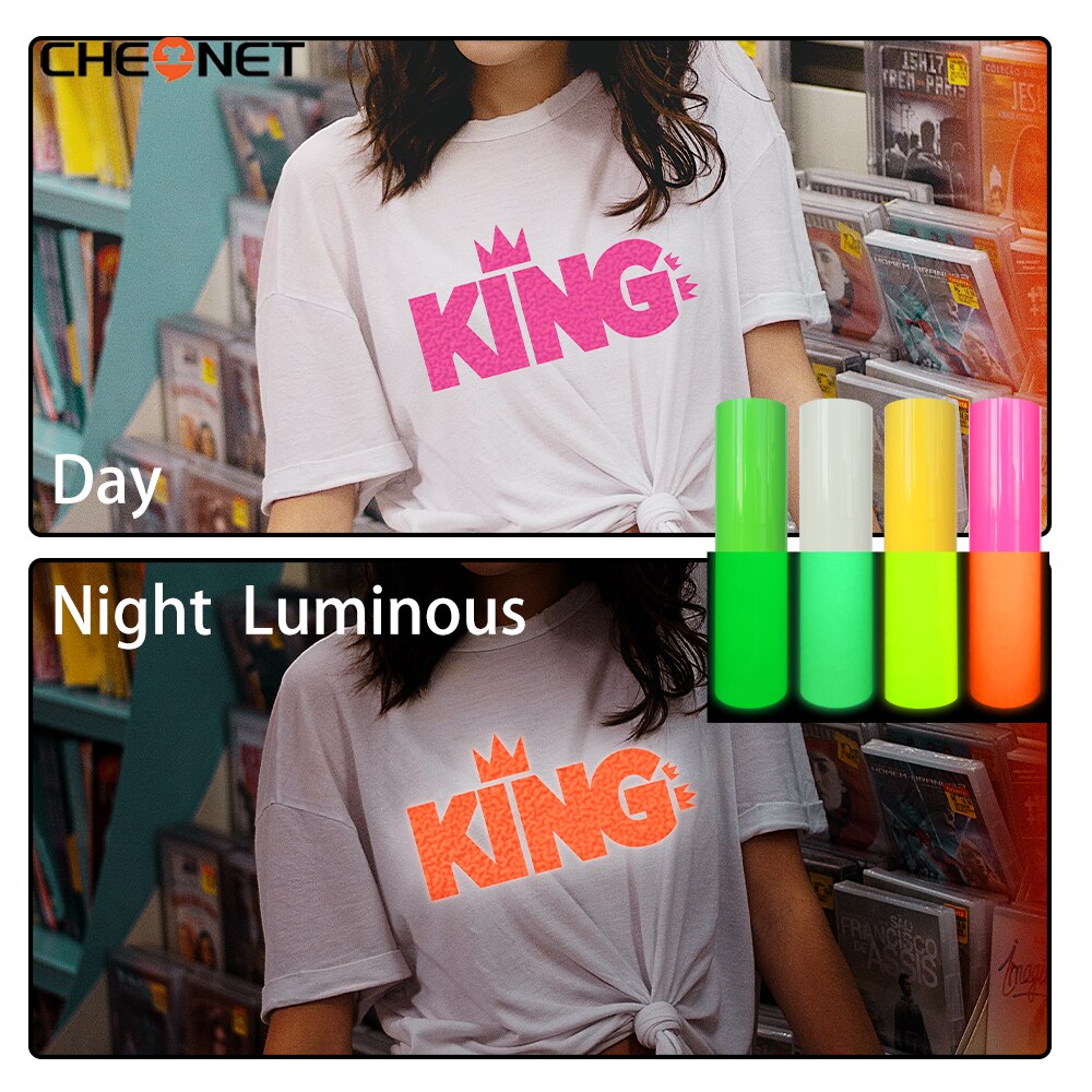 3D Puff HTV Heat Transfer Vinyl Film Glow in The Dark Luminous Iron on Tshirt Clothing For Cricut Cameo 4 Assorted Colors Sheet