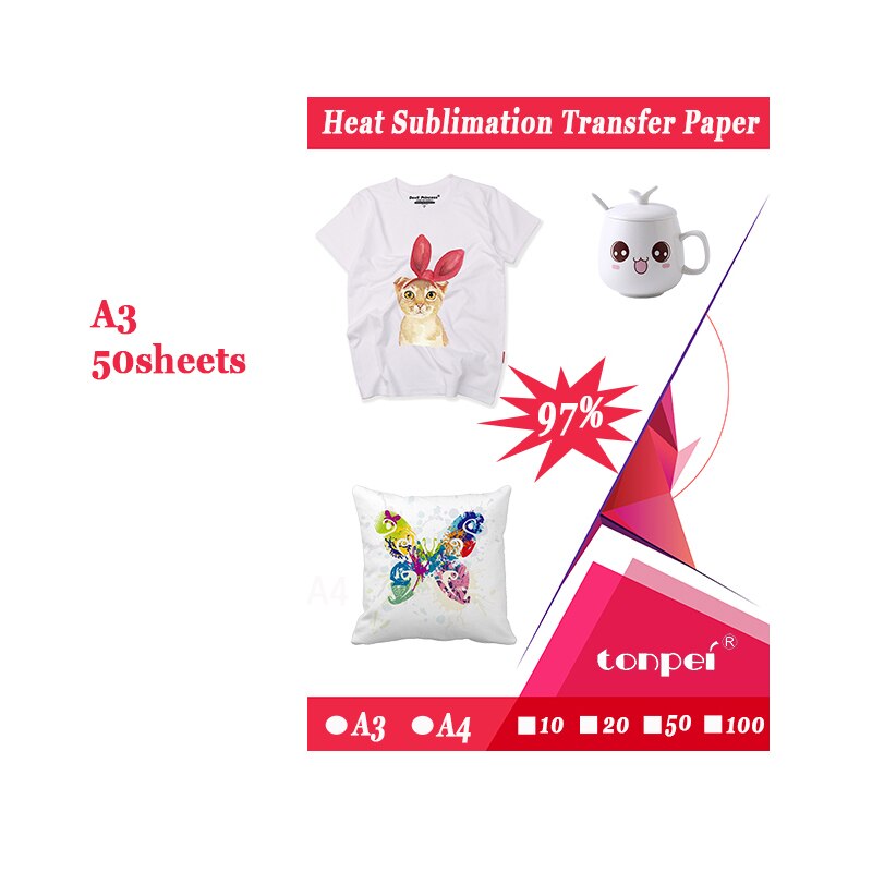 A3 A4 Heat Sublimation Transfer paper For Polyester T-Shirt Fabrics Cloth Phone Case Printing Design for Inkjet printers